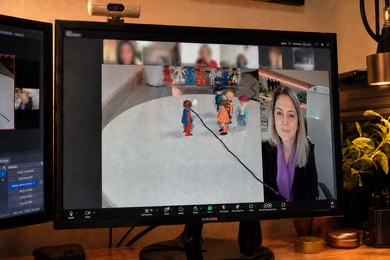 Aula on-line do Programa Titãs com prática sistêmica e participantes em videoconferência